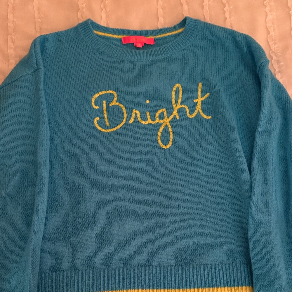 “Bright” turquoise and yellow Sweater